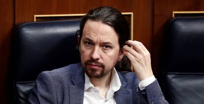 El vicepresidente segundo del Gobierno, Pablo Iglesias, en un pleno del Congreso el pasado 9 de abril.