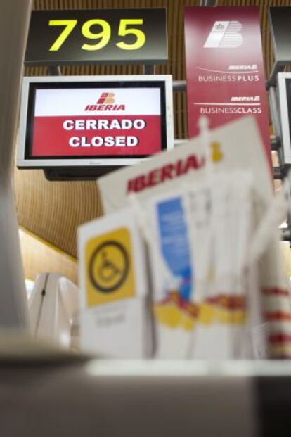 Mostrador de Iberia en el aeropuerto de Madrid-Barajas.