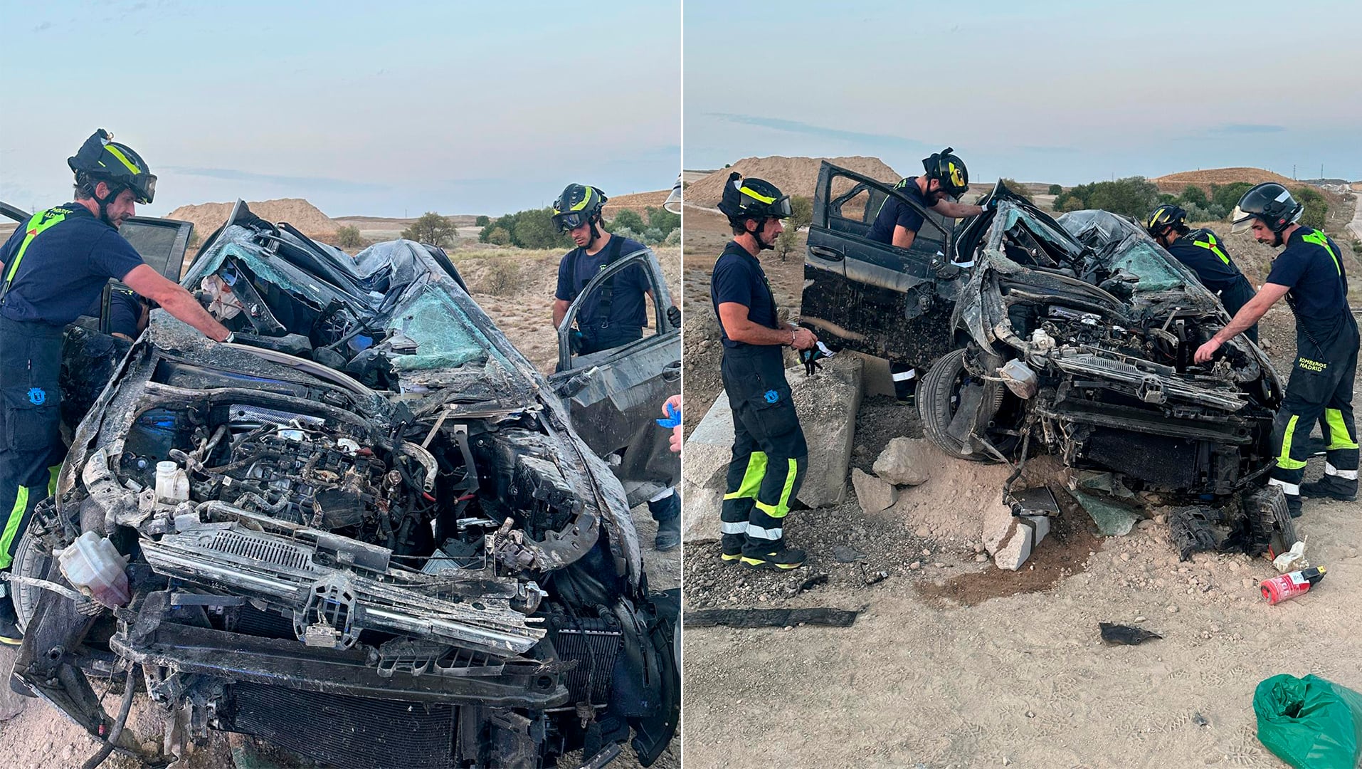 Dos heridos con múltiples contusiones en un accidente en el acceso a la M-31 en Villa de Vallecas