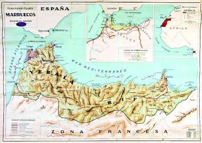 Mapa del Protectorado de Marruecos en 1924