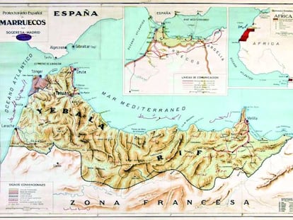 Mapa del Protectorado de Marruecos en 1924