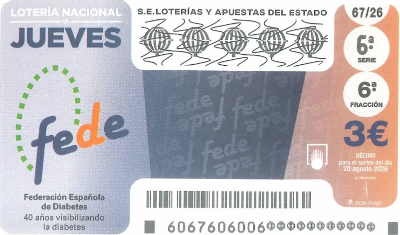 Décimo Lotería Nacional Jueves 20 de agosto de 2026