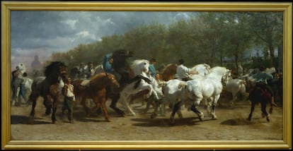 Rosa Bonheur, 'O mercado de cavalos' (1852-55). Está no MET, Museu Metropolitano de Arte de Nova York.