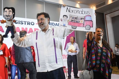 Gerardo Fernández Noroña, en su registro como precandidato de Morena, el 16 de junio 2023.