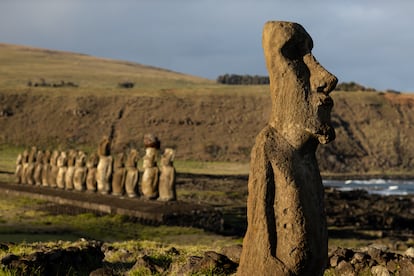 Los moáis de Tongariki, el 5 de agosto tras la reapertura de la isla. 