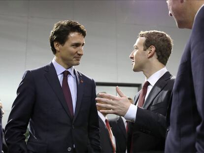 Justin Trudeau, primer ministro de Canadá, y Mark Zuckerberg, fundador de Meta.