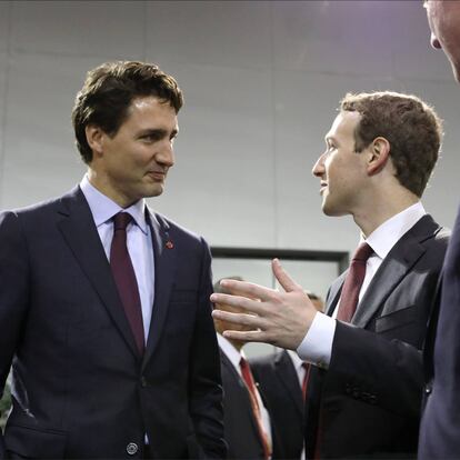 Justin Trudeau, primer ministro de Canadá, y Mark Zuckerberg, fundador de Meta.