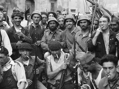 Members of the Republican militia in Grañén (Huesca province), September 12, 1936.