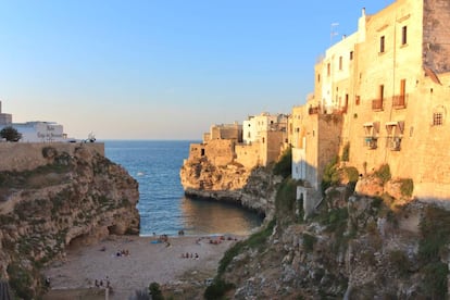 Una playa de Polignano, en Bari.