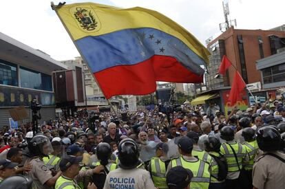 Vista general de la manifestación convocada a los jubilados en Caracas. 