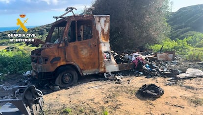 Estado en el que qued la autocaravana de la mujer asesinada el pasado 9 de enero en San Roque (Cdiz).