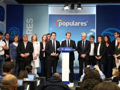 Pablo Casado, tras conocerse el resultado de las elecciones generales.