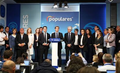 Pablo Casado, tras conocerse el resultado de las elecciones generales.