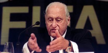 L'expresident de la FIFA, João Havelange, durant un acte a Zuric el 2013.