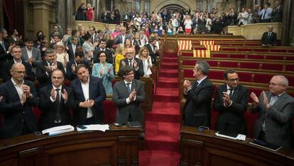 Pleno del Parlament de Cataluña tras la votación de la ley de referéndum.