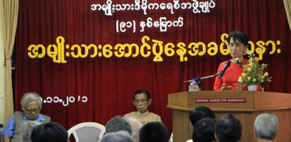 Aung San Suu Kyi, durante la celebración de la fiesta nacional, el pasado 20 de noviembre.