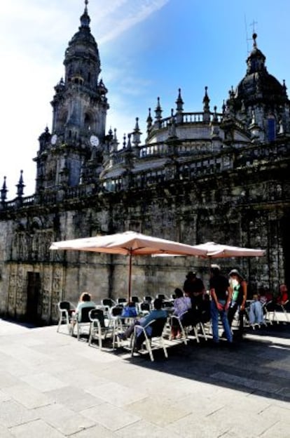 Terraza del Café Literarios, en la capital gallega.