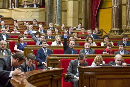 El pleno del Parlamento catalán se han reunido hoy para votar una propuesta de ley, presentada por Solidaritat Catalana, para proclamar la independencia de Cataluña. 13-04-2011
