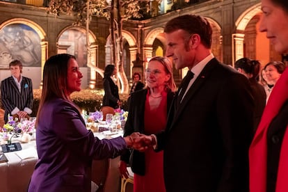 Olimpia Coral Melo y Emmanuel Macron