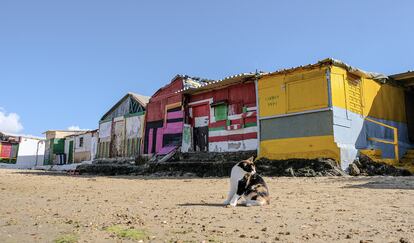 Las casetas de La Casería están fabricadas con materiales reciclados como latas y tablones y hoy se usan para guardar pertrechos de pesca y como lugar de reunión de familias