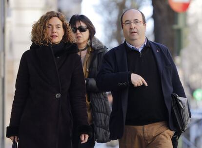 La secretaria de Estudios y Programas del PSOE, Meritxel Batet, y el l&iacute;der del PSC, Miquel Iceta, a su llegada al Comit&eacute; Federal.