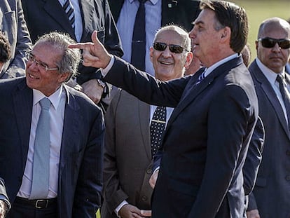 O então ministro da Justiça Sergio Moro, em evento com o presidente Jair Bolsonaro.