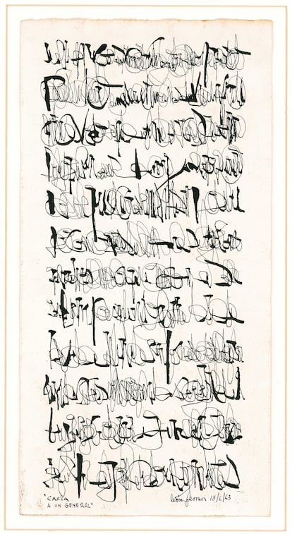 "Carta a un general, 1963". Tinta china sobre papel.