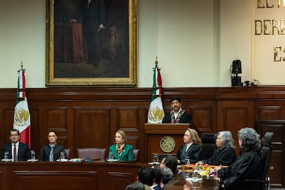 laudia Sheinbaum en la sesión solemne de instalación de la nueva SCJN, este lunes.
