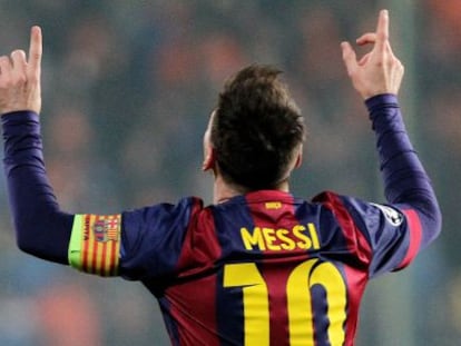 Lionel Messi celebrando uno de sus goles. 