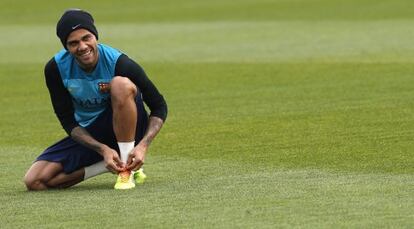 Dani Alves, durante un reciente entrenamiento.