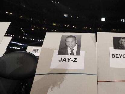 Los asientos de Jay Z y Beyoncé en los Grammy, durante los ensayos.
