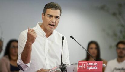El secretari general del PSOE, Pedro Sánchez, en un acte a Badajoz.
