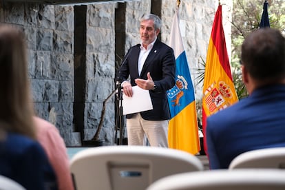 El presidente de Canarias, Fernando Clavijo, este martes en la sede del Gobierno en Santa Cruz de Tenerife.