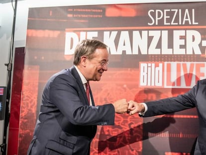 Armin Laschet (izquierda), candidato de la CDU a la cancillería alemana, y Olaf Scholz, su homólogo del SPD.