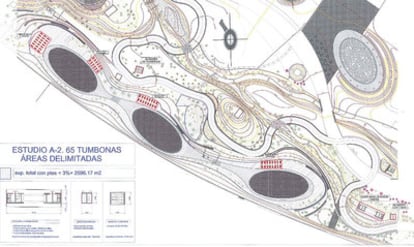 Ubicación de las tumbonas (en rojo en el mapa) que gestionará el concesionario del quiosco de las piscinas.