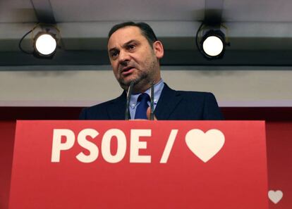 PSOE Organization Secretary José Luís Ábalos at a news conference on Tuesday.