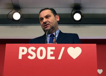 PSOE Organization Secretary José Luís Ábalos at a news conference on Tuesday.