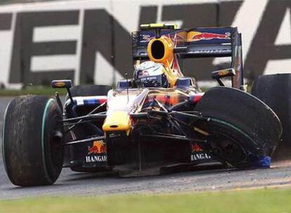 El monoplaza de Sebastian Vettel tras colisionar con el de Robert Kubica.