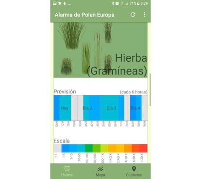 Esta app nos anticipa hasta 96 horas de niveles de concentración de polen