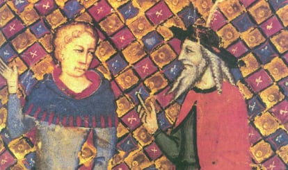 'Merlín el mago, tutor de Arturo', tapiz de 1490.