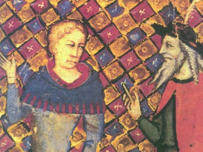 'Merlín el mago, tutor de Arturo', tapiz de 1490.
