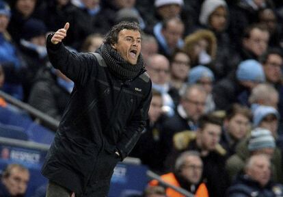 Luis Enrique, durante el partido contra el City.