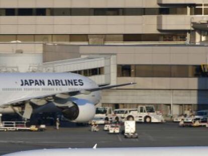Un Boeing 787 Dreamliner en el aeropuerto de Tokio, Jap&oacute;n
