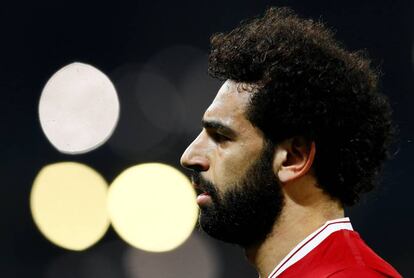 Mohamed Salah, durante el último partido del Liverpool contra el Manchester City.