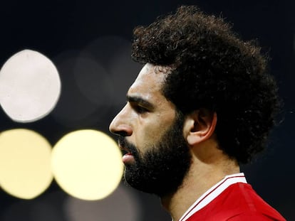 Mohamed Salah, durante el último partido del Liverpool contra el Manchester City.