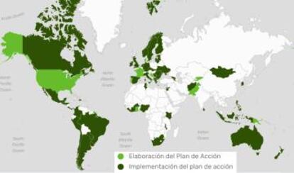 Países que forman parte de la Asociación de Gobiernos Abiertos