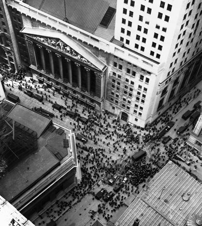 La Bolsa de Nueva York, en el crack de 1929, el inicio de la Gran Depresión.