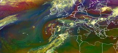 DANA en forma de remolino al oeste de la Península, responsable de las fuertes tormentas de la pasada semana.
