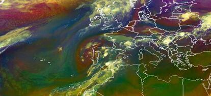 DANA en forma de remolino al oeste de la Pen&iacute;nsula, responsable de las fuertes tormentas de la pasada semana.