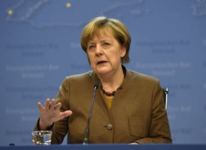 La canciller alemana, Angela Merkel, tras la cumbre del Consejo Europeo.